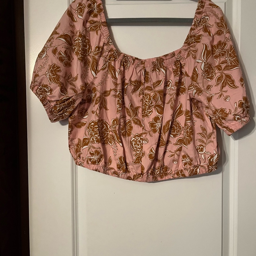 Lane Bryant-Floral Pink Crop Top